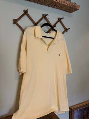 Vintage Polo Ralph Lauren Pale Yellow Short Sleeve Pique Polo Shirt 2XLT Tall